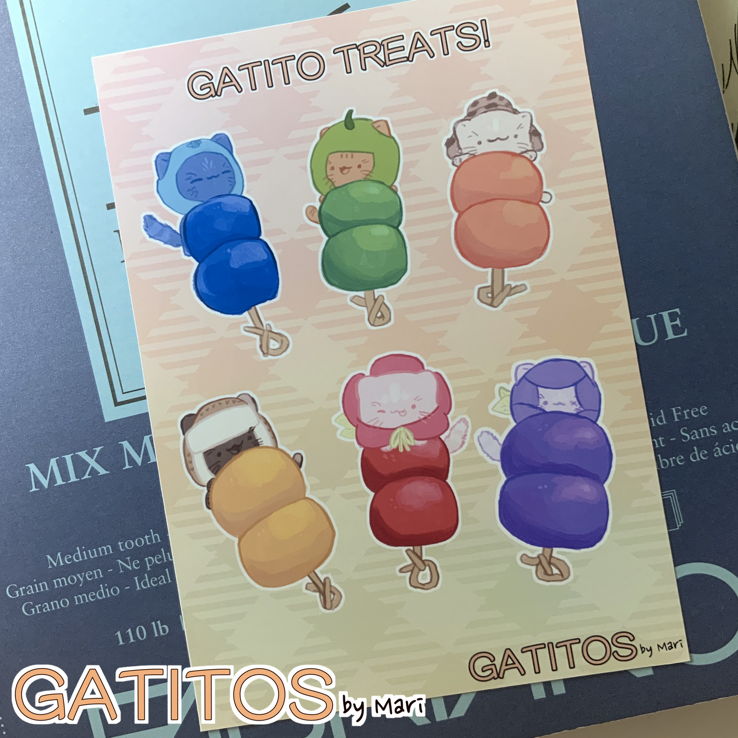 Mini Poster - Gatito Treats! - 5 inches x 7 inches - Gatitos by Mari