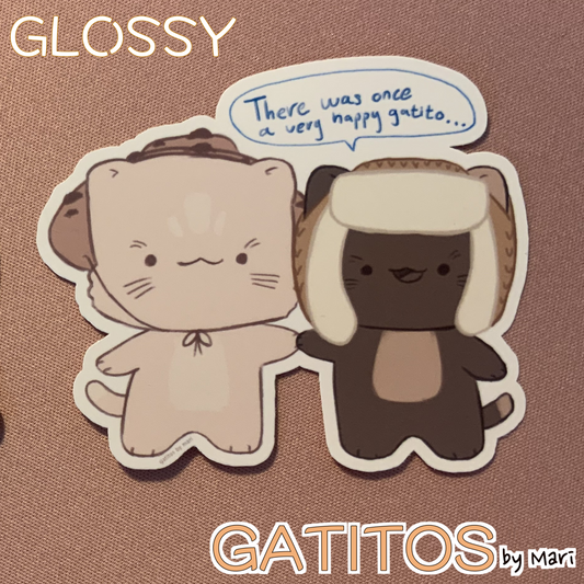 Sticker - Galletita & S'more - there was once a very happy gatito - Gatitos by Mari