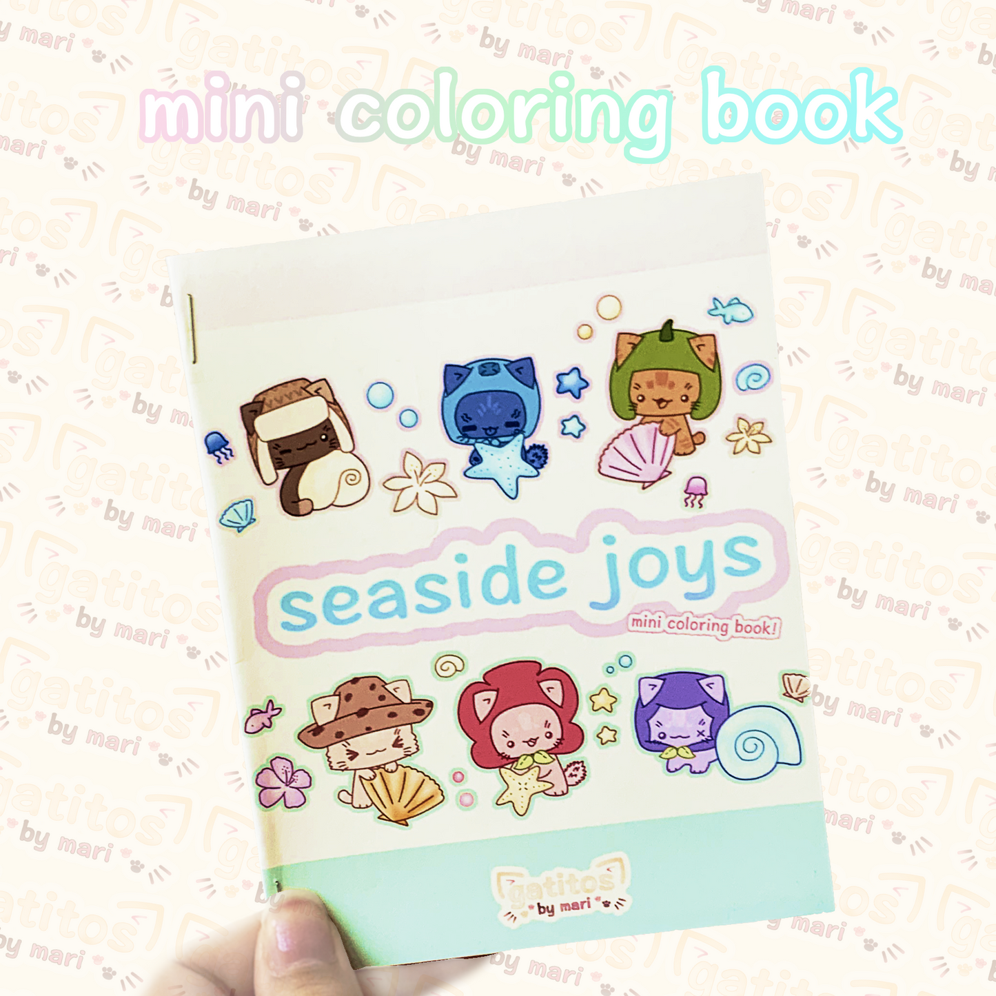 * ˚.🫧༘⋆ seaside joys - mini coloring book - gatitos by mari