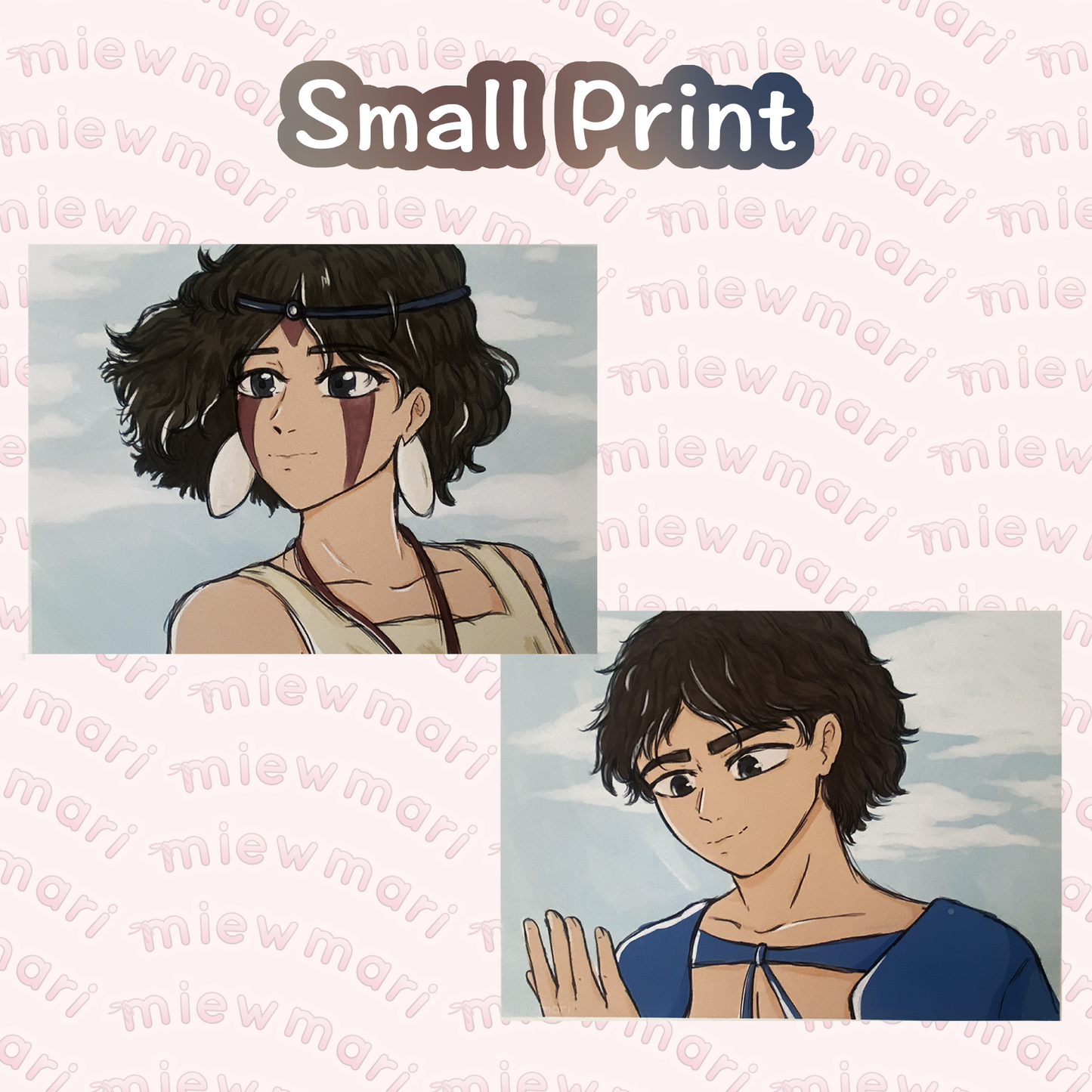 Princess Mononoke Fanart - Small Prints - San & Ashitaka