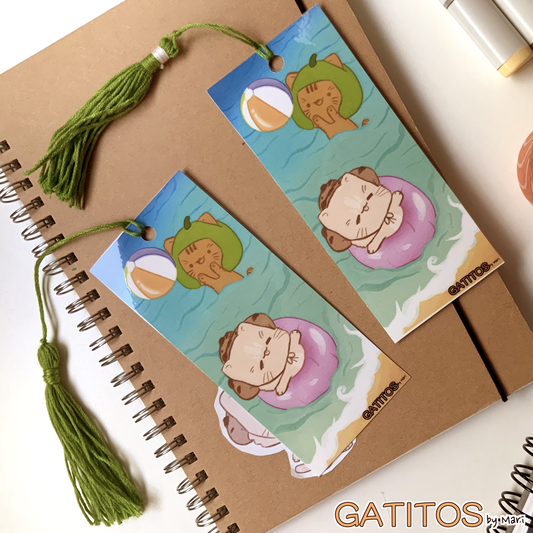 Bookmark with tassel - Summer - Galletita and Kenepa - Gatitos by Mari - Glossy One-Sided