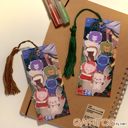Bookmark with tassel - Winter - Navidad Boricua - Gatitos by Mari - Glossy One-Sided