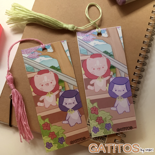 Bookmarks with tassel - Spring - Flor and Tulip - Gatitos by Mari -  Glossy One-Sided