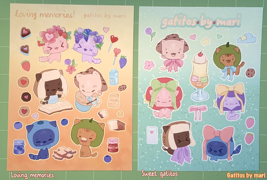 *ꨄ︎ - Sticker Sheets ୨ৎ - Gatitos by Mari