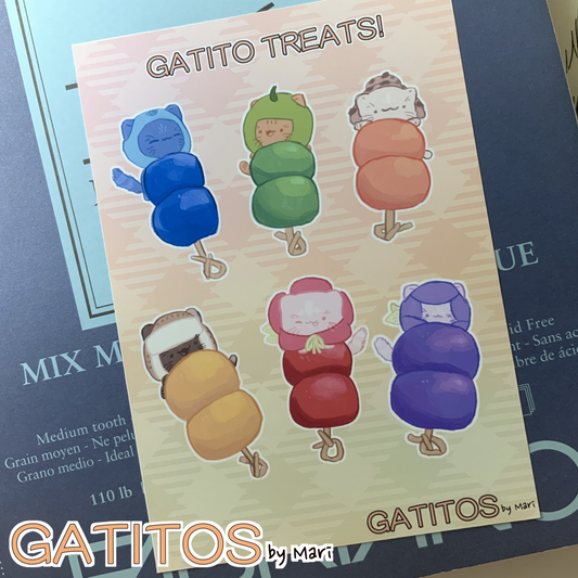 Mini Poster - Gatito Treats! -  5 inches x 7 inches - Gatitos by Mari