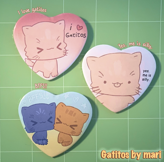 *ꨄ︎ - Heart Buttons - Gatitos by Mari