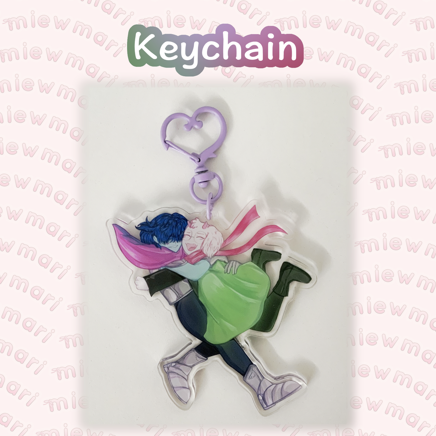 miewmari - Kris and Ralsei hug - keychain - fanart