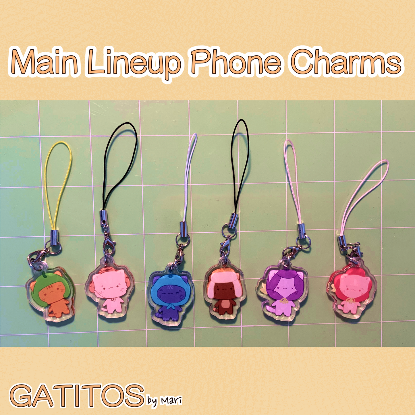 Main Crew Phone Charms - Clear Acrylic - Gatitos by Mari