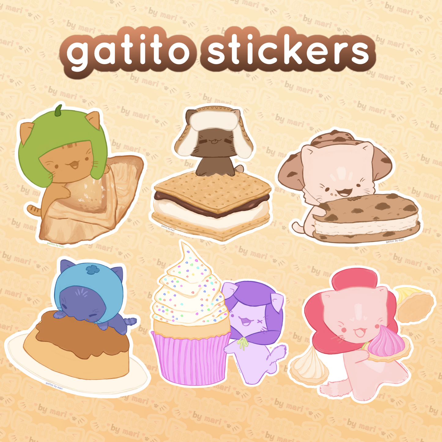 Stickers - Gatito Desserts -  Gatitos by Mari