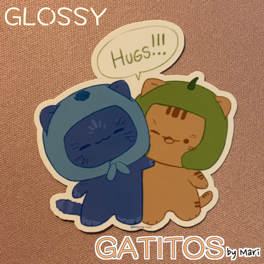Sticker - Kenepa & Bluberi - Hugs!!! - Gatitos by Mari